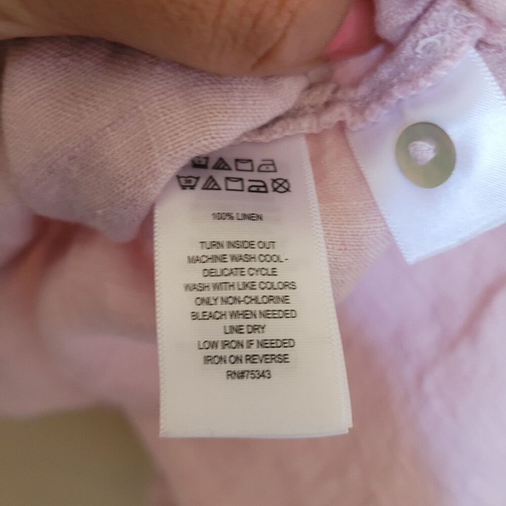 Sigrid Olsen Womens 100% Linen Long Sleeve Casual Shirt Tunic Top Sz Small Pink - Picture 4 of 8